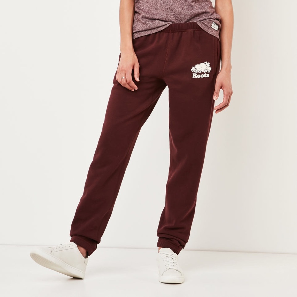 Roots Original Cozy Sweat pants, Maroon Red